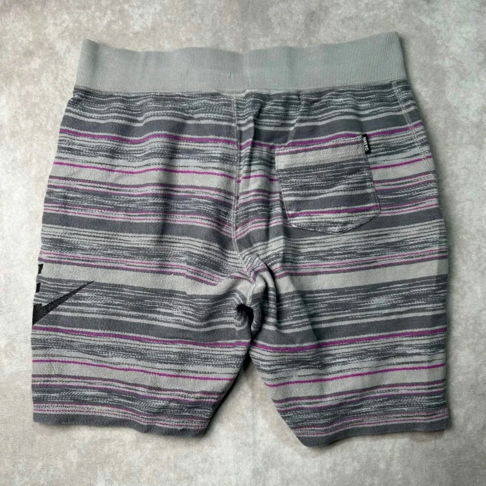Nike FC Mens Grey Striped Knit Shorts 100% Cotton Size M 744421-003